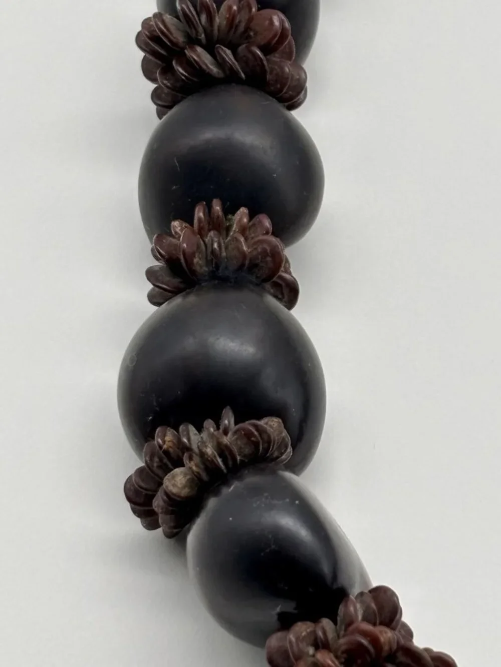 Vintage Hawaiian Lei Kukui Nut And Seeds Necklace With Ribbon Closure, Hand-Made - Picture 14 of 16